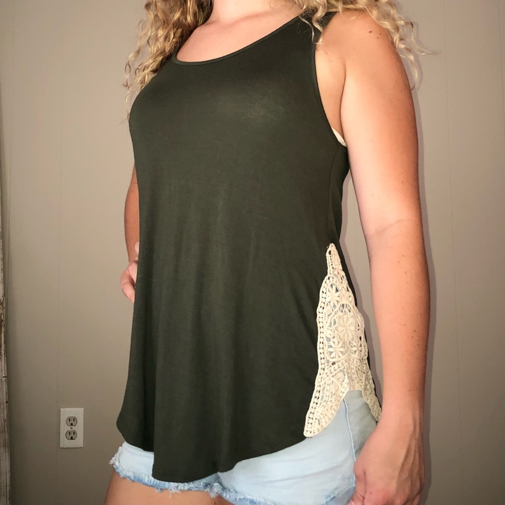 Army green Sleeveless blouse